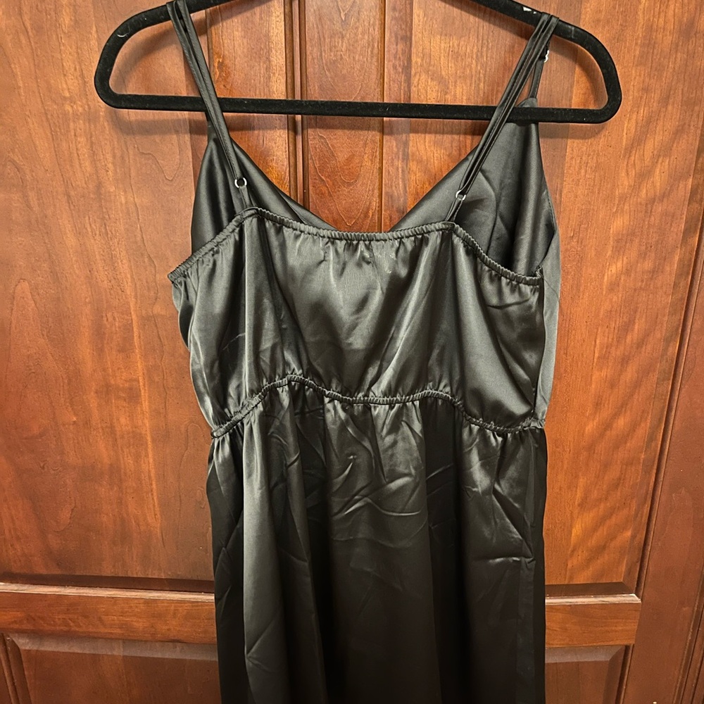 Nasty Gal brand black satin mini dress